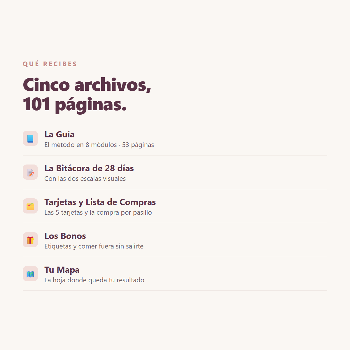 Los 5 archivos que recibes